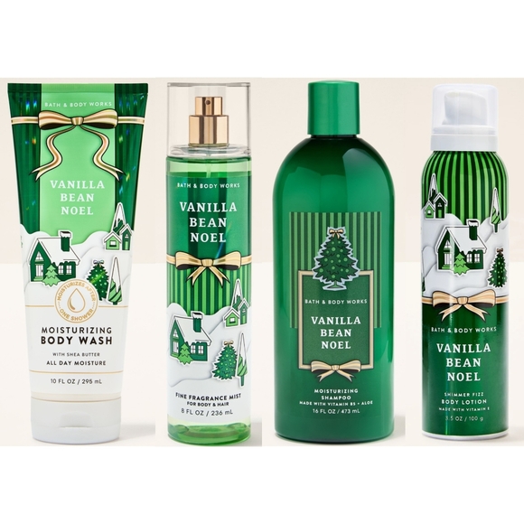 Bath & Body Works Vanilla Bean Noel 4 Piece Body Care Set NEW